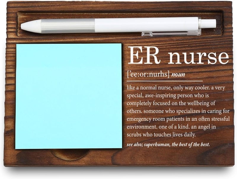 VYNWPDFLI ER Nurse Inspirational Gift, Emergency Room Nurse Office Decor, Appreciation Present for Dedicated Healthcare Heroes, Wooden Sticky Note Holder,LQQ63 - Image 1